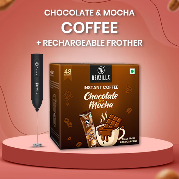 48 Choco Mocha Coffee Sachets + New Rechargeable Frother