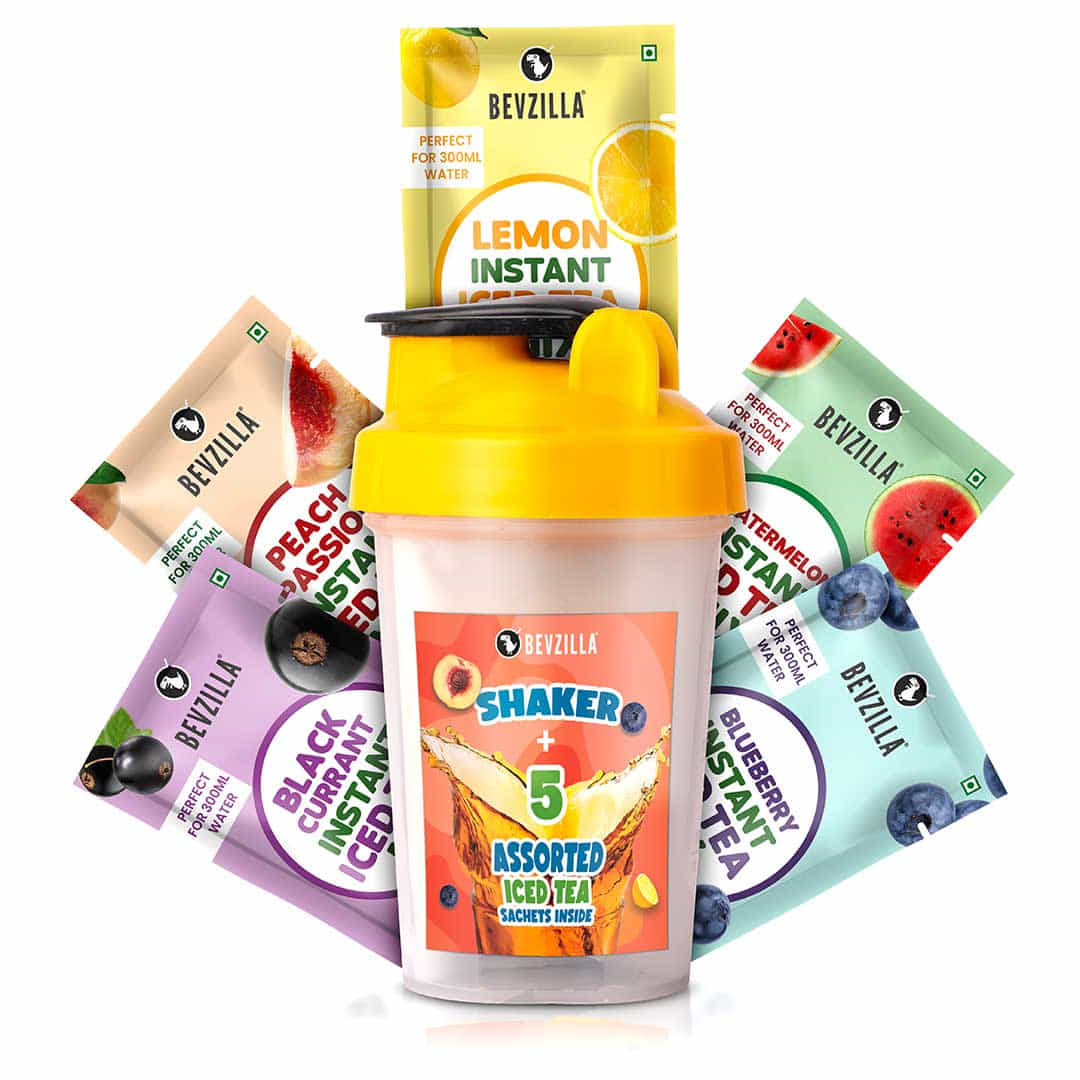 5 Flavoured Iced Tea Sachets + Shaker