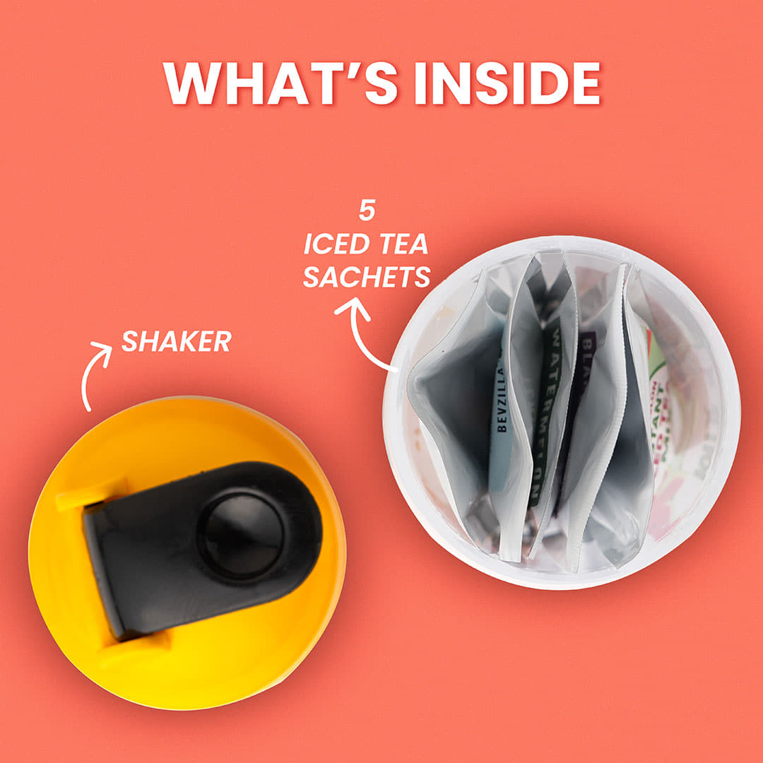 5 Flavoured Iced Tea Sachets + Shaker