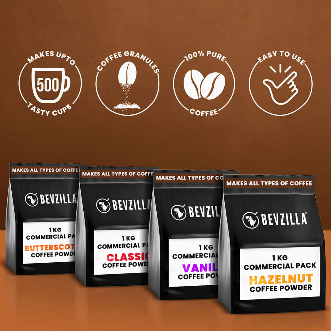 1 KG Hazelnut Instant Coffee Powder Commercial Pack