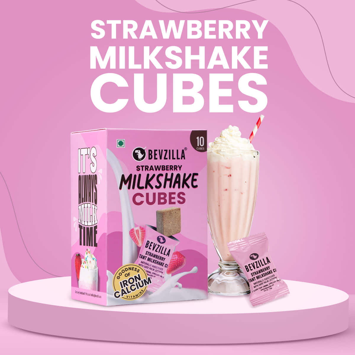 10 Strawberry Milkshake Cubes