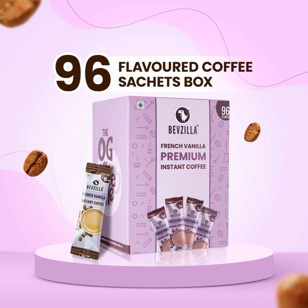 96 French Vanilla Coffee Sachets Box