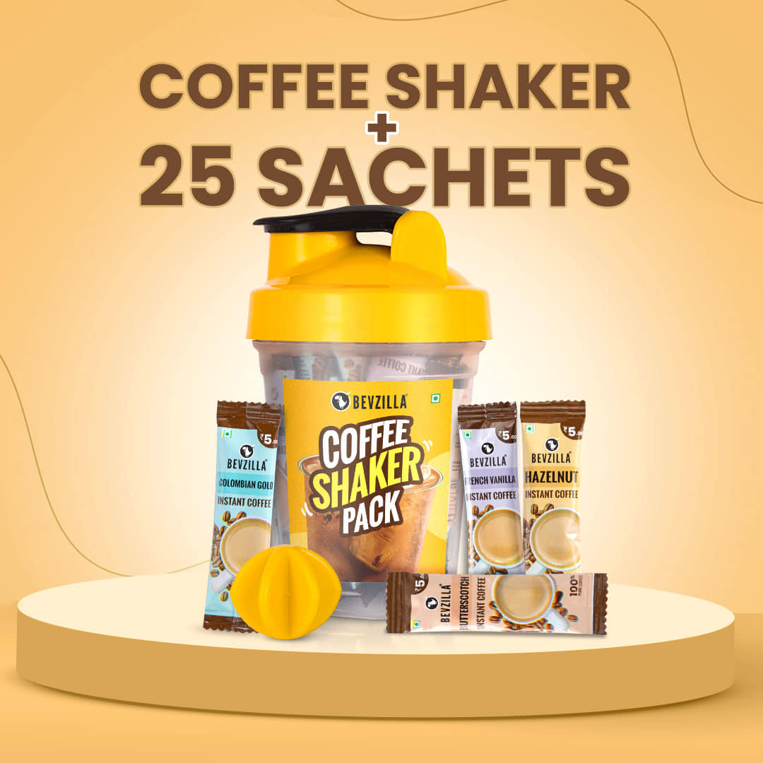 25 Flavoured Coffee Sachets + Shaker