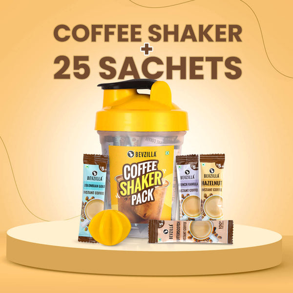 25 Flavoured Coffee Sachets + Shaker– Bevzilla