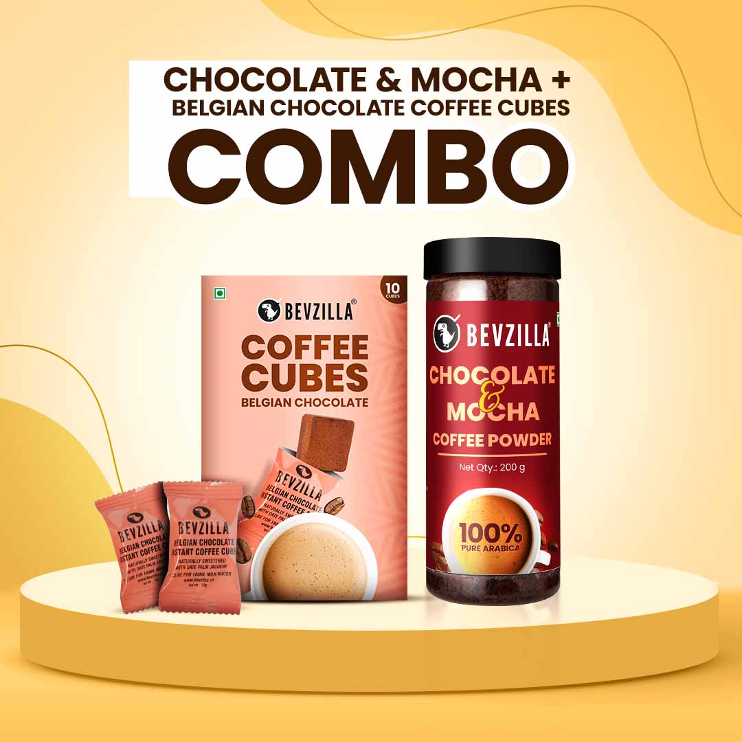 Chocolate & Mocha 200gm Jar + Belgian Chocolate Coffee Cubes (10