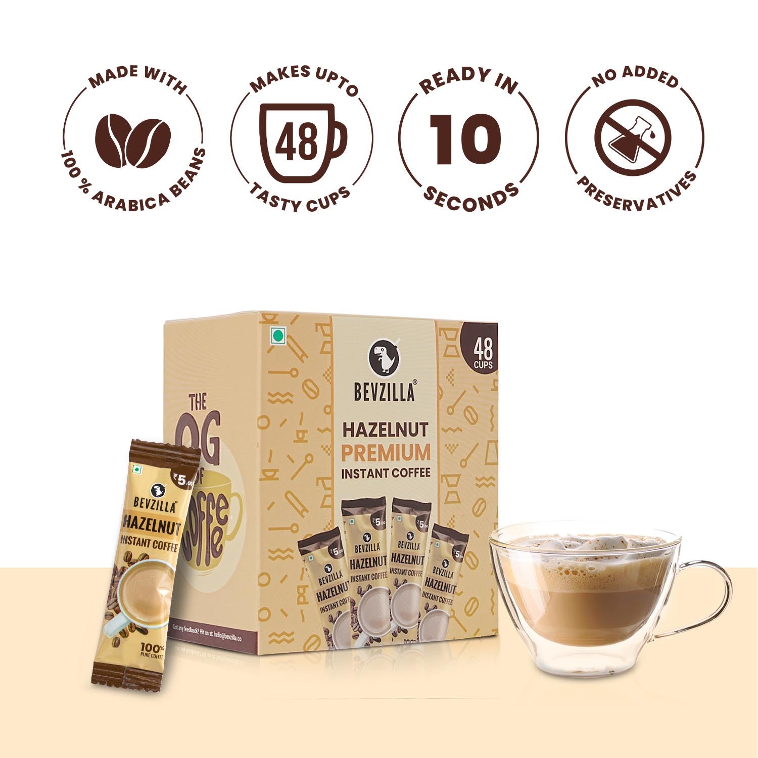 Powder Sachet Box 48 Hazelnut Coffee Sachets Box– Bevzilla