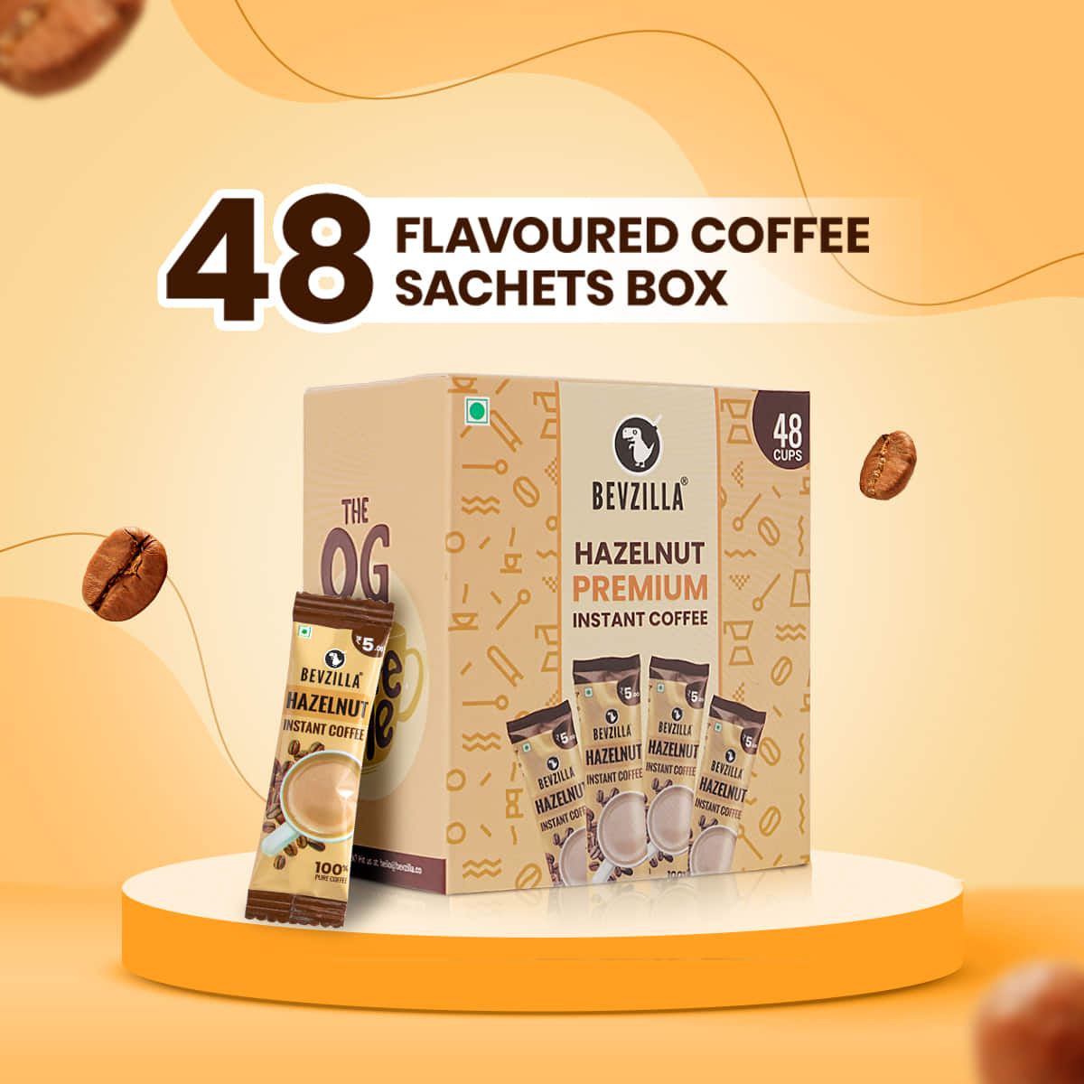 Powder Sachet Box 48 Hazelnut Coffee Sachets Box– Bevzilla
